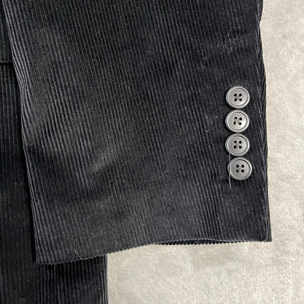 Saddlebred Black Corduroy Sport Coat Blazer Mens 48R 2 Button Cotton Jacket Prep